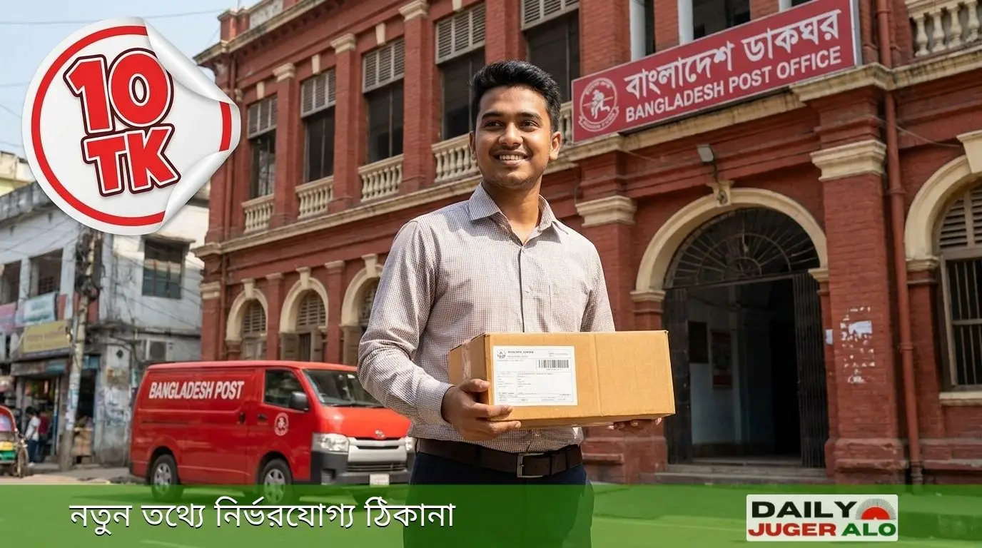 বাংলাদেশ ডাক বিভাগের স্পিডপোস্ট সেবার মাধ্যমে ১০ টাকায় পার্সেল পাঠানোর সুবিধার একটি প্রতীকী ছবি।