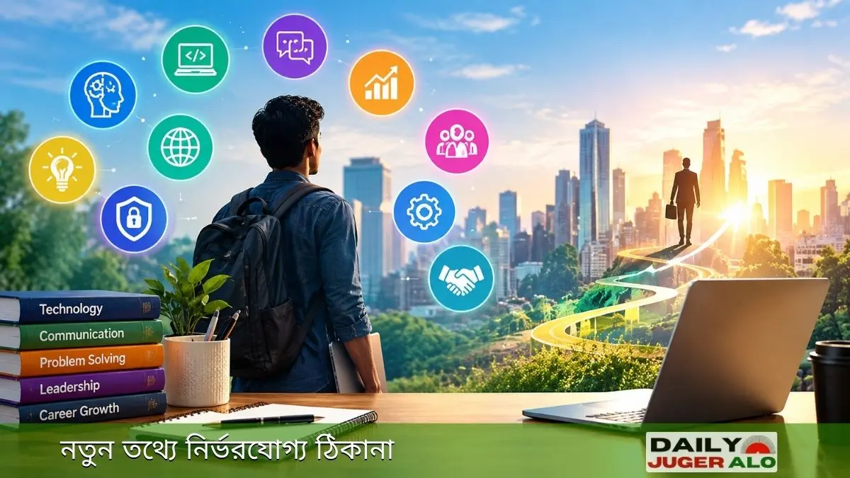 ভবিষ্যতের চাকরির বাজারে ক্যারিয়ারে এগিয়ে যেতে প্রয়োজনীয় বিভিন্ন দক্ষতার প্রতীকী চিত্র