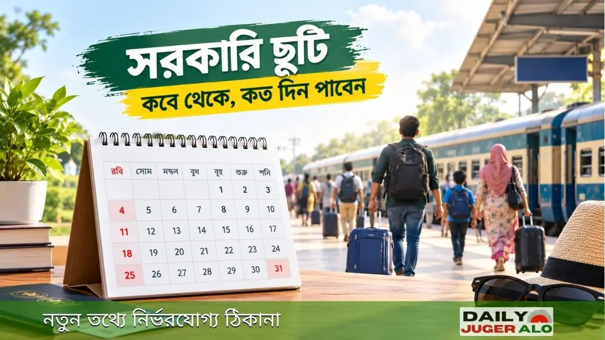সরকারি ছুটি উপলক্ষে ক্যালেন্ডার ও রেলস্টেশনে বাড়ি ফেরা যাত্রীদের দৃশ্য