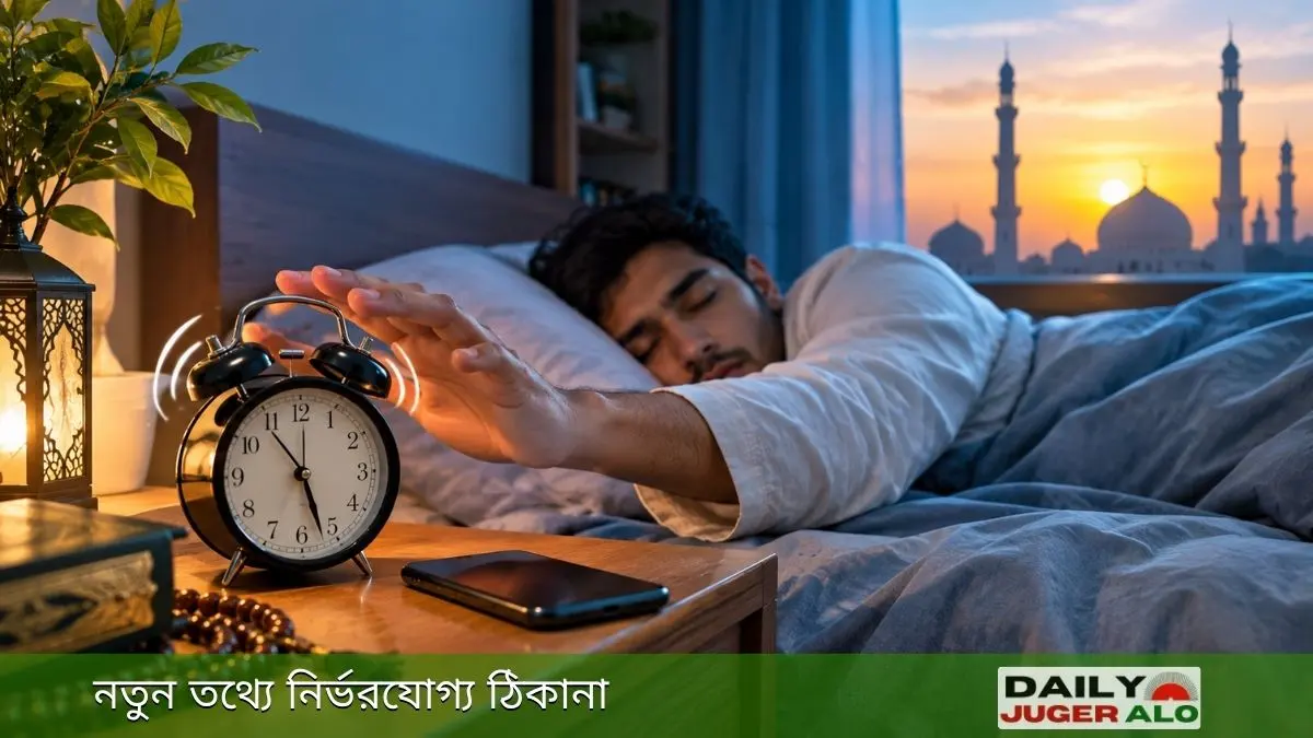 ফজরের নামাজের জন্য ঘুম থেকে ওঠার প্রস্তুতি নিচ্ছেন একজন মুসল্লি