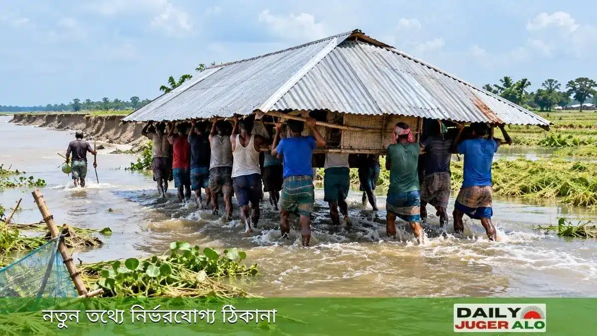 গঙ্গাচড়ায় তিস্তার ভাঙনে বসতঘর বিলীন, ক্ষতিগ্রস্ত আমন ধান