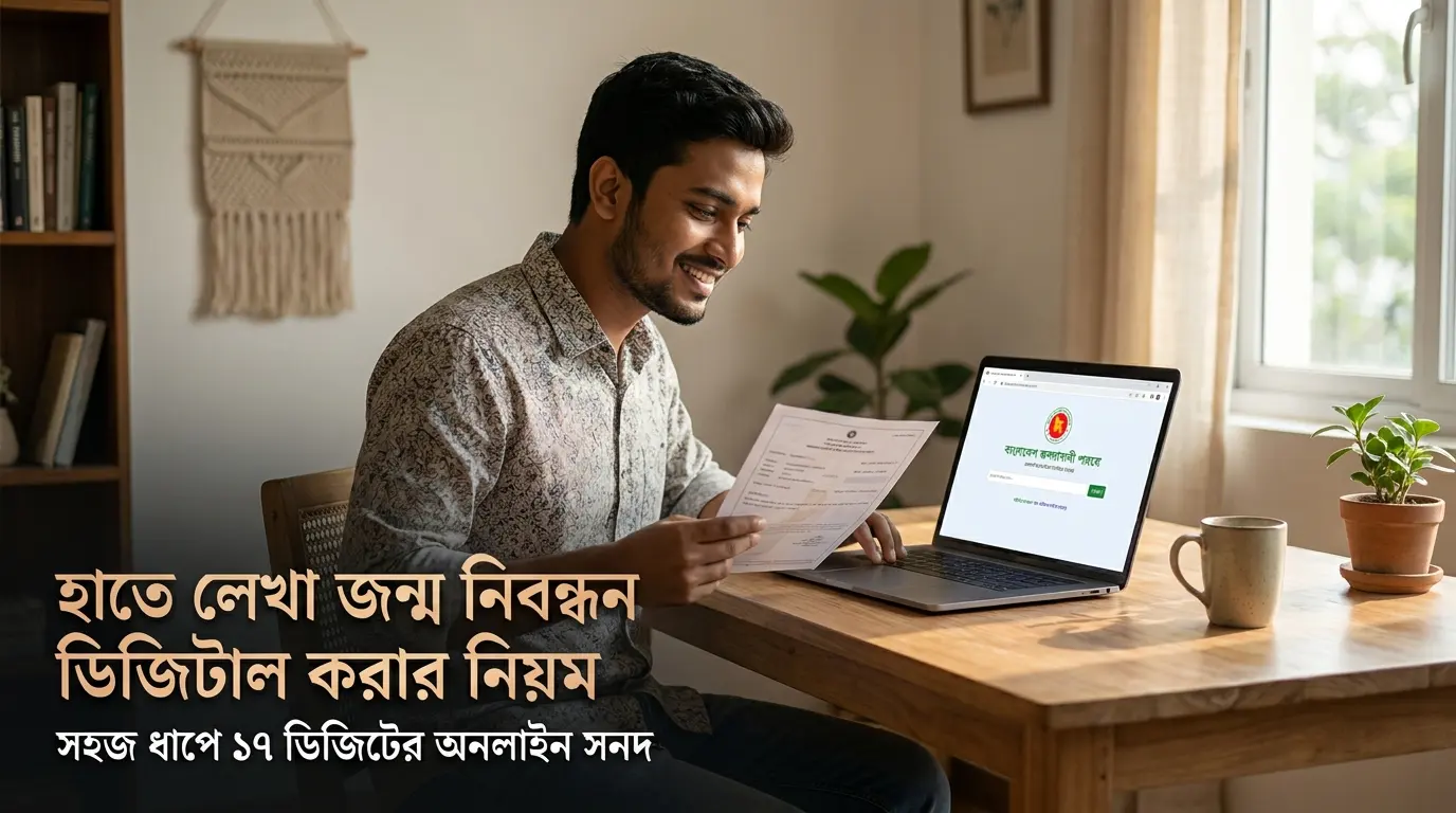 হাতে লেখা পুরোনো জন্ম নিবন্ধন ১৭ ডিজিটে ডিজিটাল করার নিয়ম ও অনলাইন আবেদন পদ্ধতি