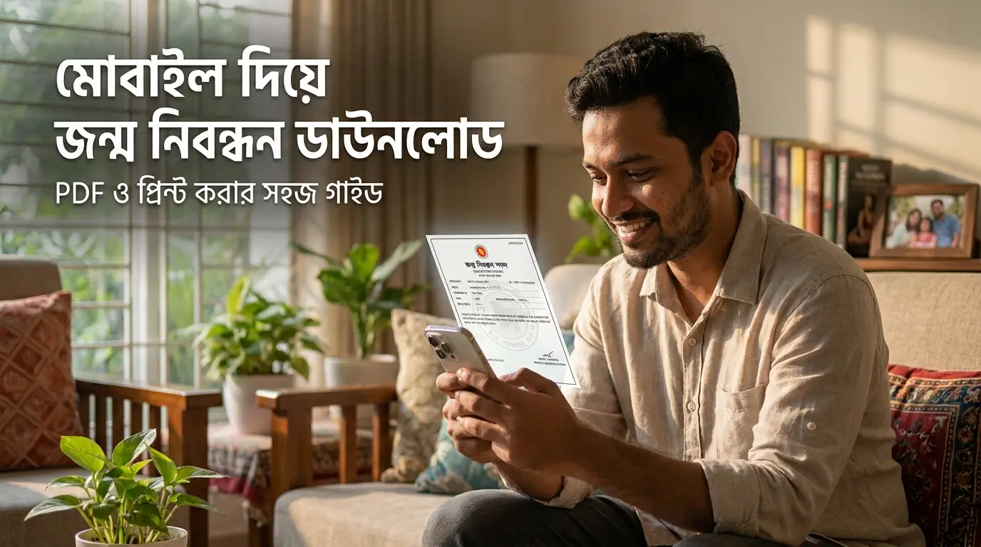 মোবাইল দিয়ে জন্ম নিবন্ধন ডাউনলোড করার সহজ নিয়ম ও PDF সেভ করার পদ্ধতি