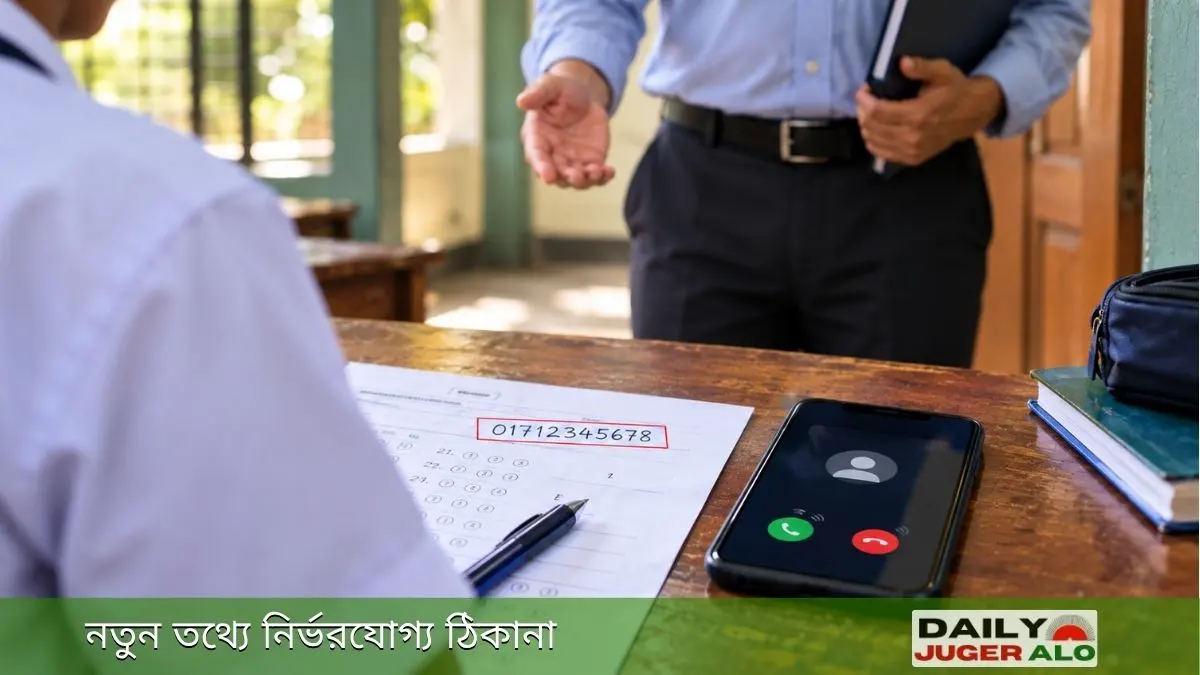 পরীক্ষার খাতায় মোবাইল নম্বর দেখে শিক্ষকের ফোন ও শিক্ষার্থীর সঙ্গে যোগাযোগের প্রতীকী দৃশ্য