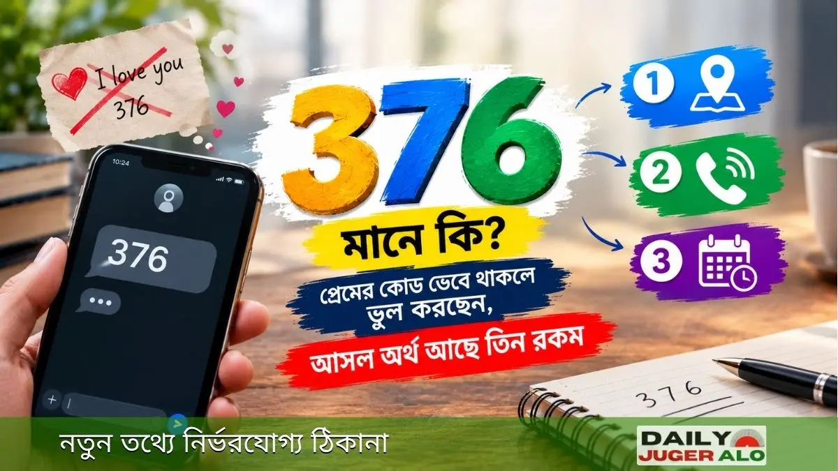 ৩৭৬ মানে কি—প্রেমের কোড হিসেবে পরিচিত ধারণার বাইরে ৩৭৬ সংখ্যার বিভিন্ন অর্থ বোঝানোর প্রতীকী চিত্র।