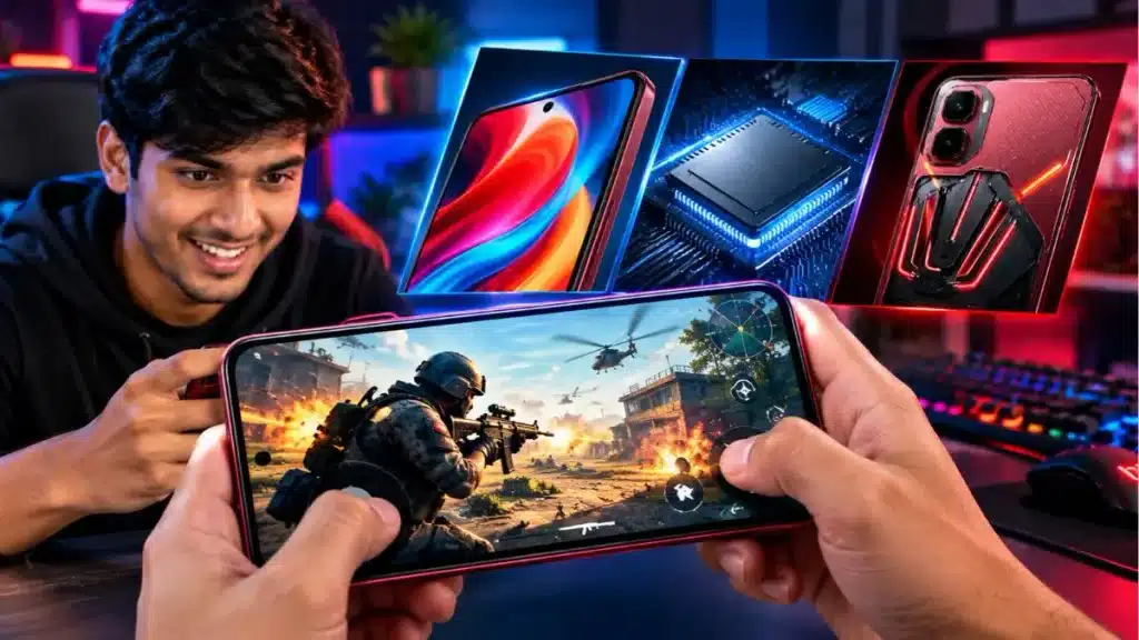 Infinix GT 50 Pro গেমিং ফোনের ডিসপ্লে, প্রসেসর, লাল রঙের ব্যাক প্যানেল ও গেমিং পারফরম্যান্সের প্রতীকী ছবি।