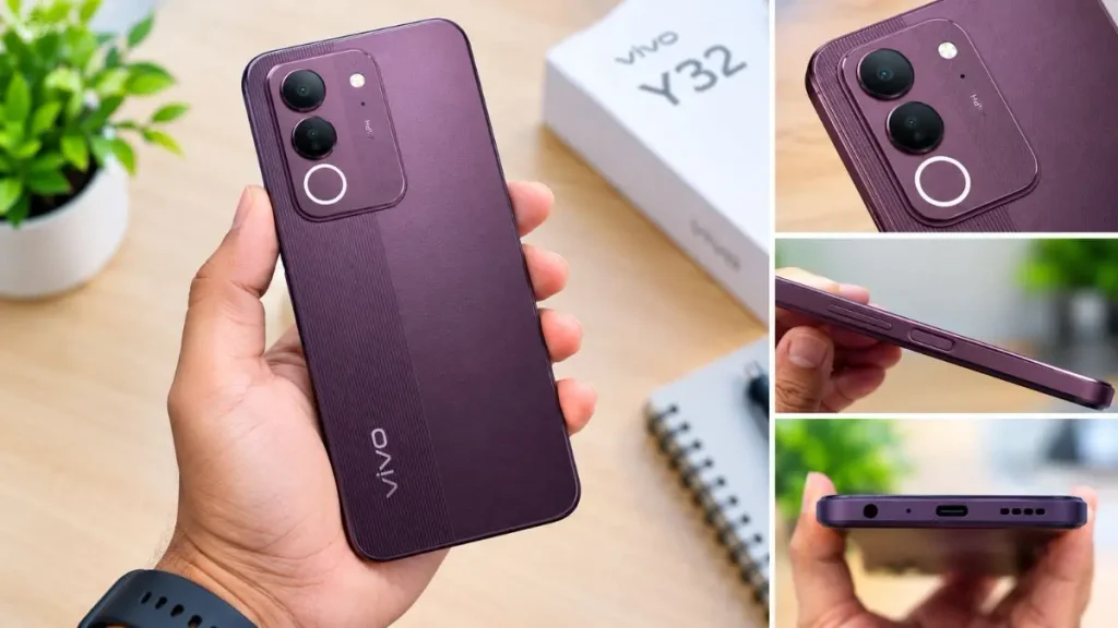 Vivo Y32 স্মার্টফোনের সামনের ডিসপ্লে ও পেছনের ক্যামেরা ডিজাইন