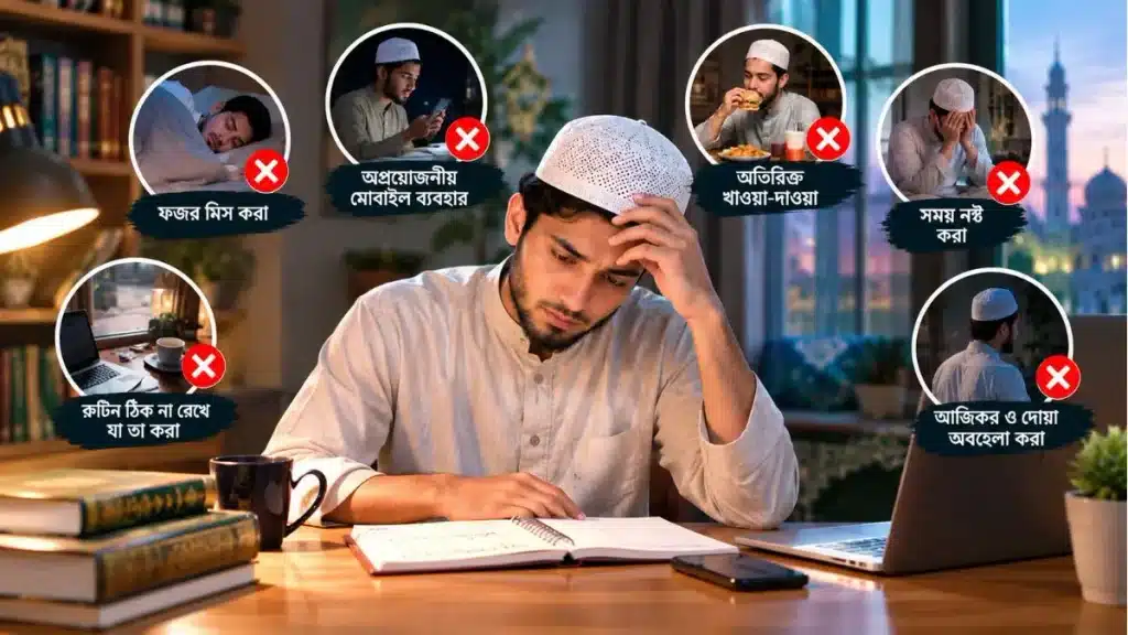 একজন মুমিনের প্রতিদিনের রুটিন তৈরির সাধারণ ভুল, ফজর মিস করা, মোবাইলে সময় নষ্ট ও ইবাদতে অবহেলা