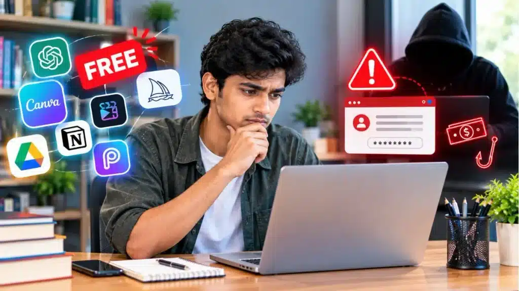 স্টুডেন্টদের জন্য ফ্রি ওয়েবসাইট ও অনলাইন টুল ব্যবহারের সময় প্রতারণা ও তথ্য চুরির ঝুঁকি।