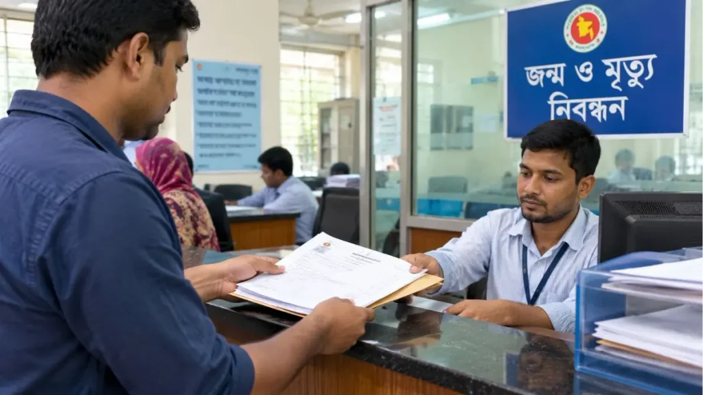 জন্ম ও মৃত্যু নিবন্ধনের সরকারি ফি এবং অফলাইনে নিবন্ধনের আবেদনপত্র জমা দেওয়ার প্রক্রিয়া।