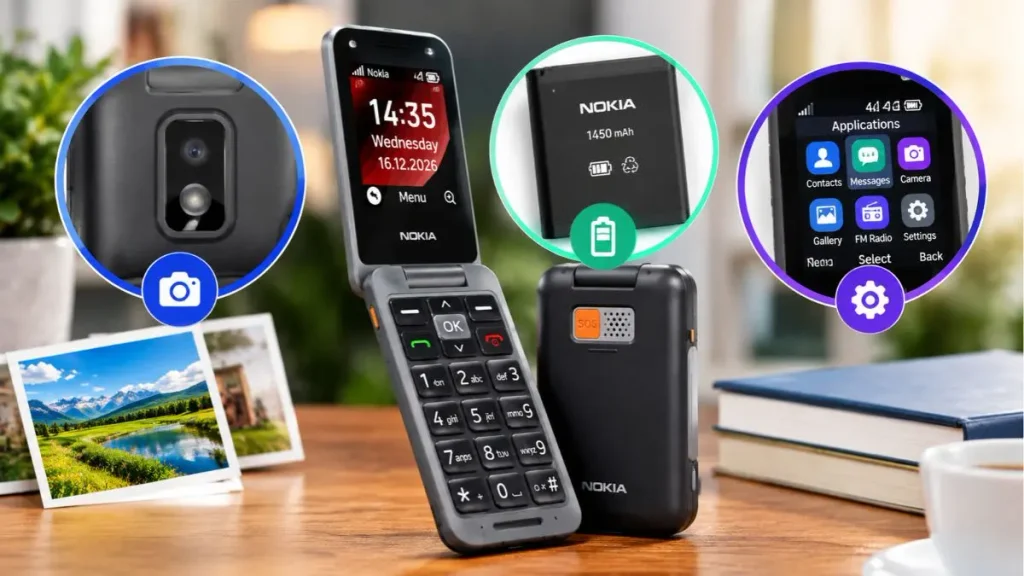 Nokia 2360 Flip ক্যামেরা, ব্যাটারি ও সফটওয়্যার ফিচারের বিস্তারিত।