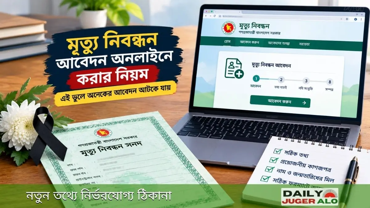 অনলাইনে মৃত্যু নিবন্ধন আবেদন করার নিয়ম, প্রয়োজনীয় কাগজপত্র ও আবেদন যাচাইয়ের প্রক্রিয়া
