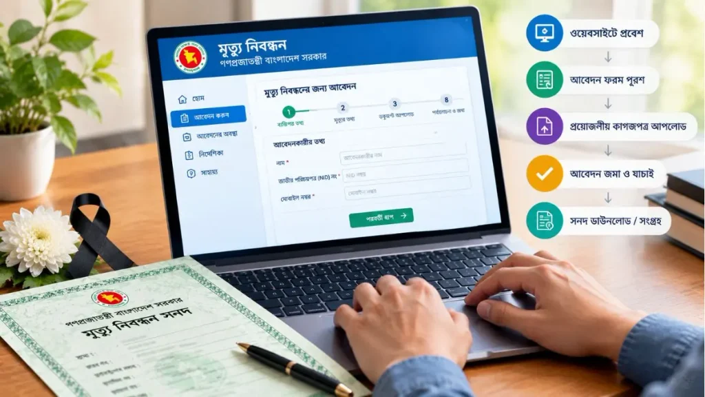 অনলাইনে মৃত্যু নিবন্ধন আবেদন করার ধাপ, অনলাইন ফরম পূরণ ও প্রয়োজনীয় তথ্য যাচাই