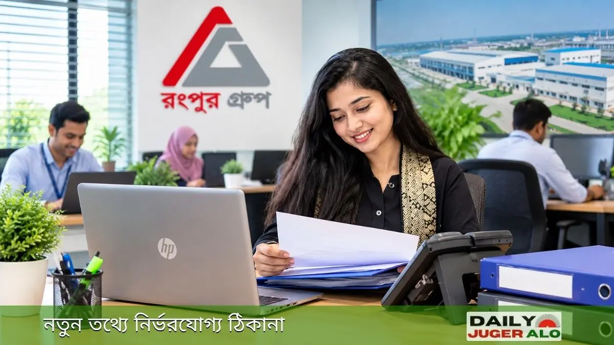 রংপুর গ্রুপে চাকরির সুযোগ, অফিসে কাজ করছেন এক নারী কর্মী